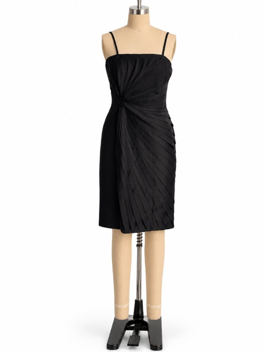Calvin Klein Black Ruched Spaghetti Strap Dress - 6 / S